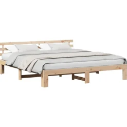 Bedframe met hoofdeinde 200 x 200 cm Massief grenenhout>vidaXL Sale