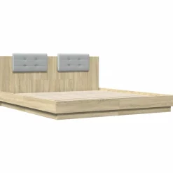 Bedframe met hoofdeinde bewerkt hout 200x200 cm><noscript><img width=