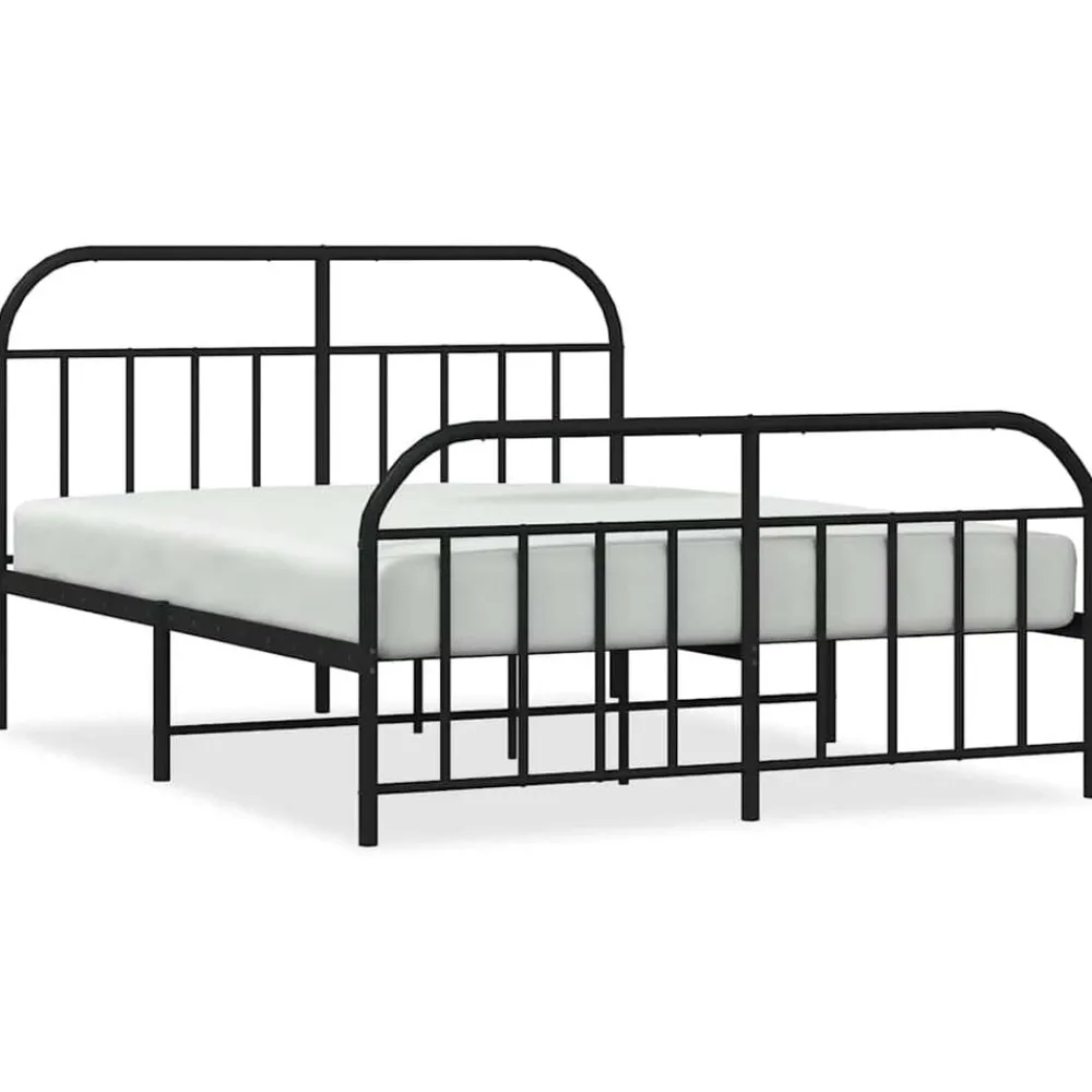 Bedden & Accessoires*vidaXL Bedframe met hoofd- en voeteneinde metaal 140x200 cm Zwart