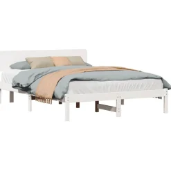 Bedframe met hoofdeinde 200 x 200 cm Massief grenenhout>vidaXL Clearance