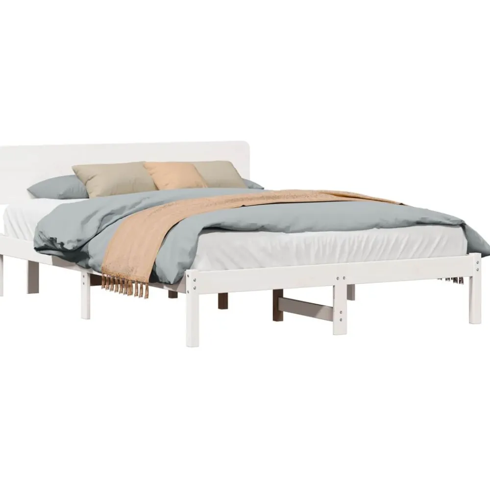 Bedframe met hoofdeinde 200 x 200 cm Massief grenenhout>vidaXL Clearance