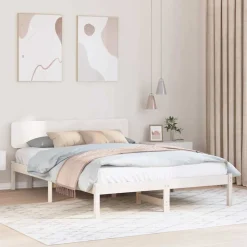 Bedframe met hoofdeinde 200 x 200 cm Massief grenenhout>vidaXL Clearance