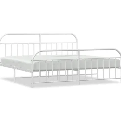 Bedden & Accessoires*vidaXL Bedframe met hoofd- en voeteneinde metaal 200x200 cm Wit