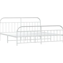Bedden & Accessoires*vidaXL Bedframe met hoofd- en voeteneinde metaal 200x200 cm Wit