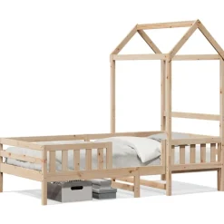 Bedden & Accessoires*vidaXL Bedframe met huisje massief grenenhout 100x200 cm Naturel