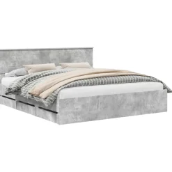 Meubelsets*vidaXL Bedframe met lade Beton Grijs 200 x 200 cm Ingenieurshout Betongrijs