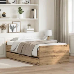 Bedframe met lade Artisan Eiken 100 x 200 cm Massief grenenhout>vidaXL New
