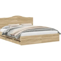 Meubelsets*vidaXL Bedframe met lade 200 x 200 cm Ingenieurshout Sonoma eiken
