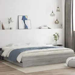 Bedframe met lades bewerkt hout eiken 200x200 cm>vidaXL Clearance