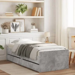 Bedden & Accessoires*vidaXL Bedframe met lades 100x200 cm Betongrijs