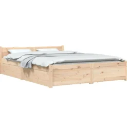 Bedden & Accessoires*vidaXL Bedframe met lades wit 135x190 cm Naturel