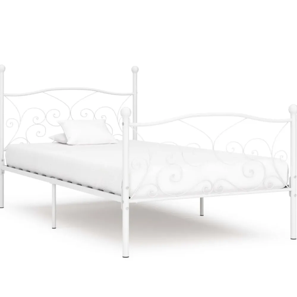 Bedden & Accessoires*vidaXL Bedframe met lattenbodem metaal 90x200 cm Wit