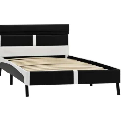 Bedden & Accessoires*vidaXL Bedframe met LED kunstleer zwart 90x200 cm Zwart en wit