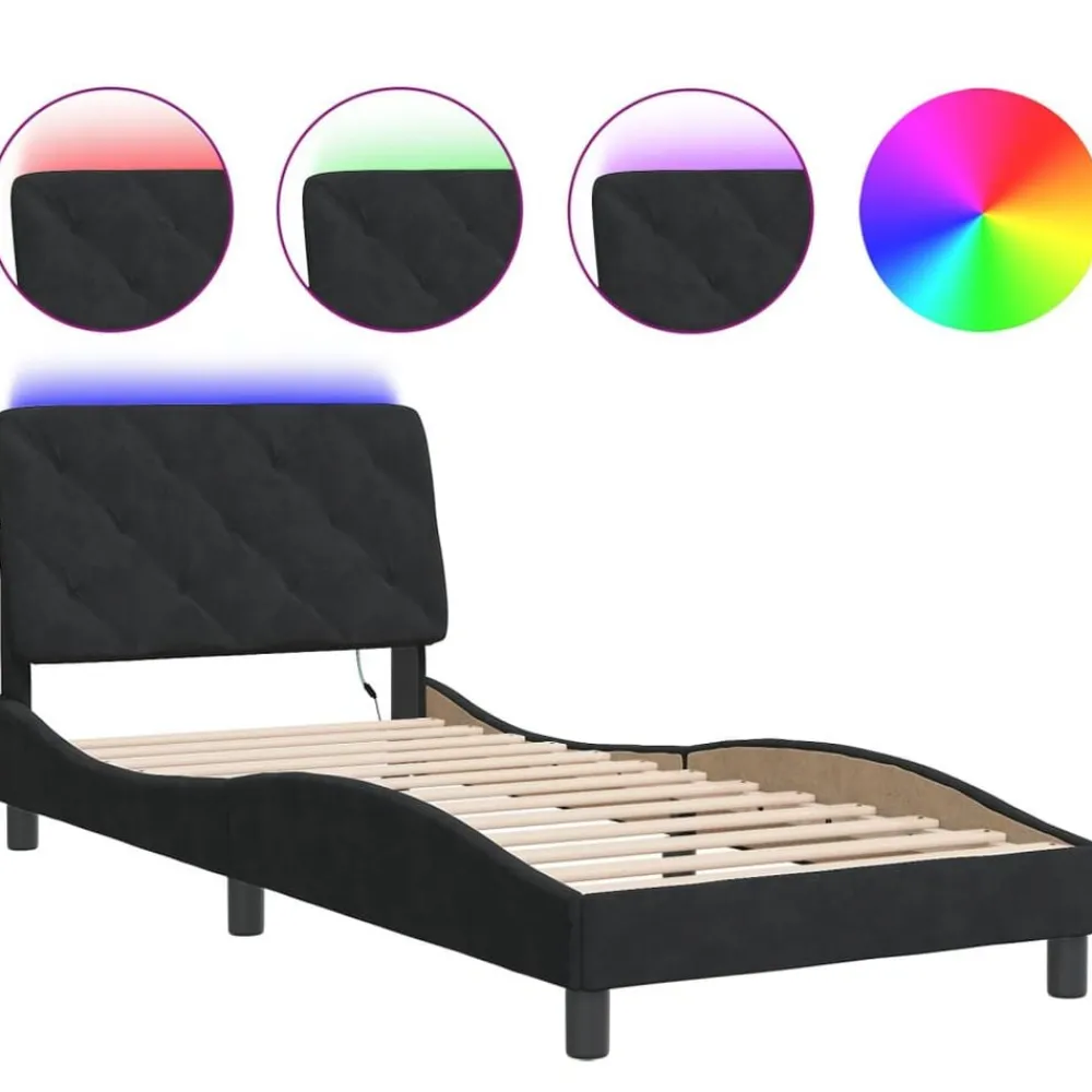 Bedframe met LED zonder matras fluweel 80x200 cm>vidaXL Online
