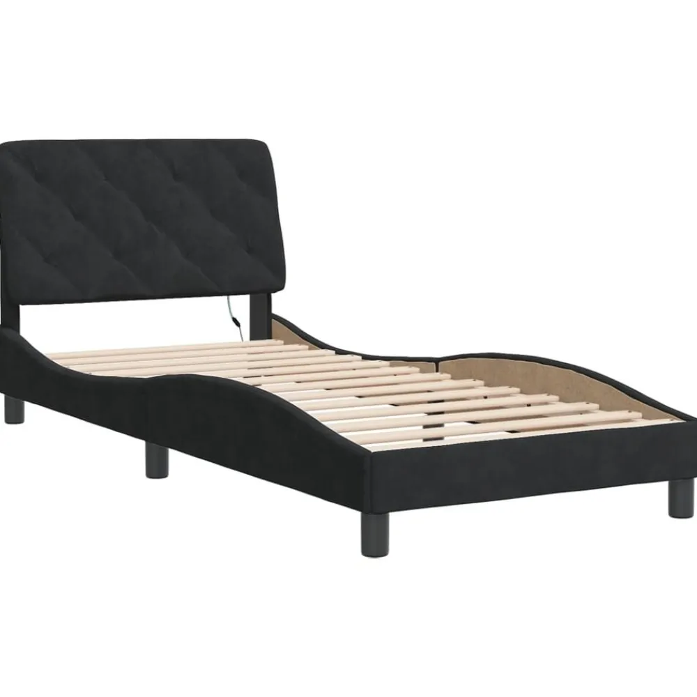 Bedframe met LED zonder matras fluweel 80x200 cm>vidaXL Online