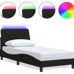 Bedframe met LED zonder matras 80x200 cm stof>vidaXL Clearance
