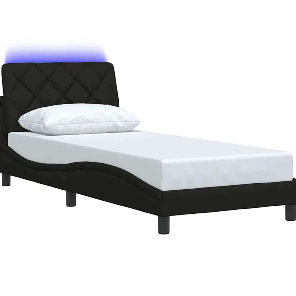 Bedframe met LED zonder matras 80x200 cm stof>vidaXL Clearance