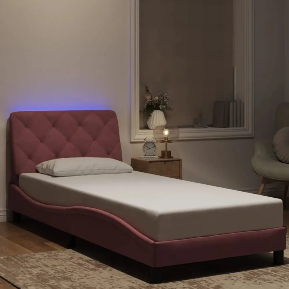 Bedframe met LED zonder matras fluweel 80x200 cm>vidaXL