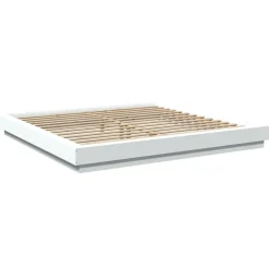 Bedden & Accessoires*vidaXL Bedframe met LED-verlichting bewerkt hout 200x200 cm Wit