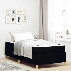 Bedden & Accessoires*vidaXL Bedframe met matras 80 x 200 cm Stof Zwart