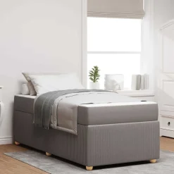 Bedden & Accessoires*vidaXL Bedframe met matras 80 x 200 cm Stof Taupe