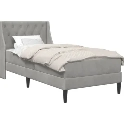 Bedden & Accessoires*vidaXL Bedframe met matras 80 x 200 cm Fluweel Lichtgrijs