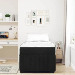 Bedden & Accessoires*vidaXL Bedframe met matras 80 x 200 cm Stof Zwart