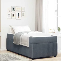 Bedden & Accessoires*vidaXL Bedframe met matras 80 x 200 cm Stof Donkergrijs