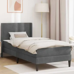 Bedden & Accessoires*vidaXL Bedframe met matras 80 x 200 cm Fluweel Donkergrijs