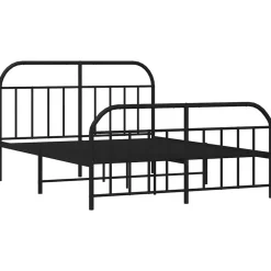 Bedden & Accessoires*vidaXL Bedframe met voetbord zonder matras metaal 160x200 cm Zwart