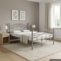 Bedden & Accessoires*vidaXL Bedframe metaal 120x200 cm Grijs