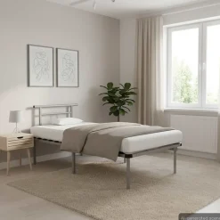 Bedden & Accessoires*vidaXL Bedframe metaal 90x200 cm Grijs
