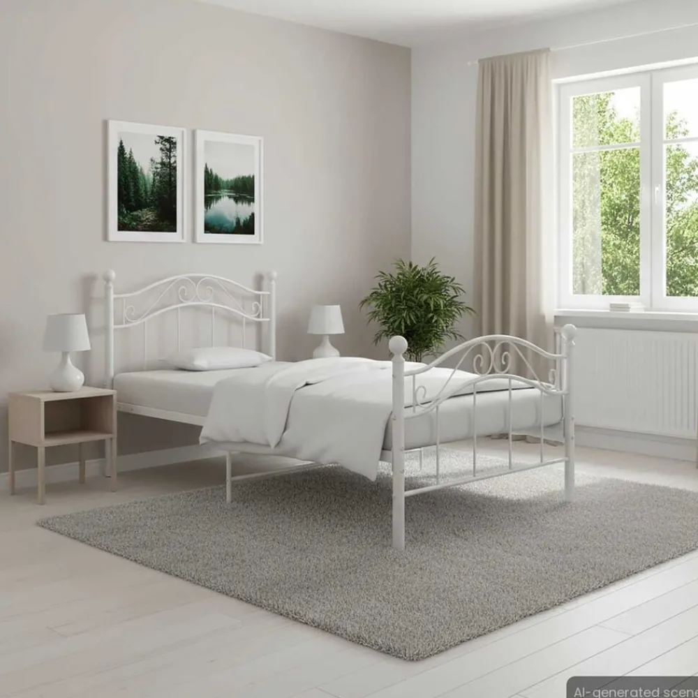 Bedden & Accessoires*vidaXL Bedframe metaal 90x200 cm Wit