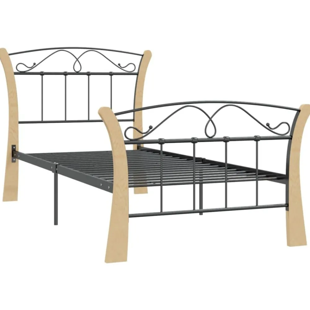 Bedframe metaal zwart 90x200 cm>vidaXL Discount