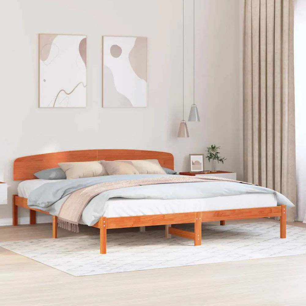 Bedden & Accessoires*vidaXL Bedframe 200 x 200 cm Massief grenenhout Wasbruin