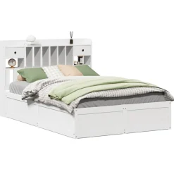 Bedden & Accessoires*vidaXL Bedframe zonder matras massief grenenhout 160x200 cm Wit