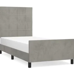 Bedden & Accessoires*vidaXL Bedframe zonder matras 80x200 cm fluweel Lichtgrijs