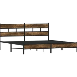 Bedden & Accessoires*vidaXL Bedframe zonder matras metaal kleurig 183x213 cm Gerookt eiken