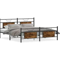 Bedden & Accessoires*vidaXL Bedframe zonder matras metaal kleurig 160x200 cm Gerookt eiken