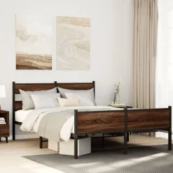 Bedden & Accessoires*vidaXL Bedframe zonder matras metaal ig 160x200 cm bruin eikenkleur