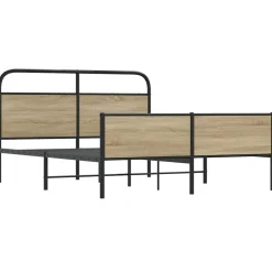 Bedden & Accessoires*vidaXL Bedframe zonder matras metaal kleurig 160x200 cm Gerookt eiken