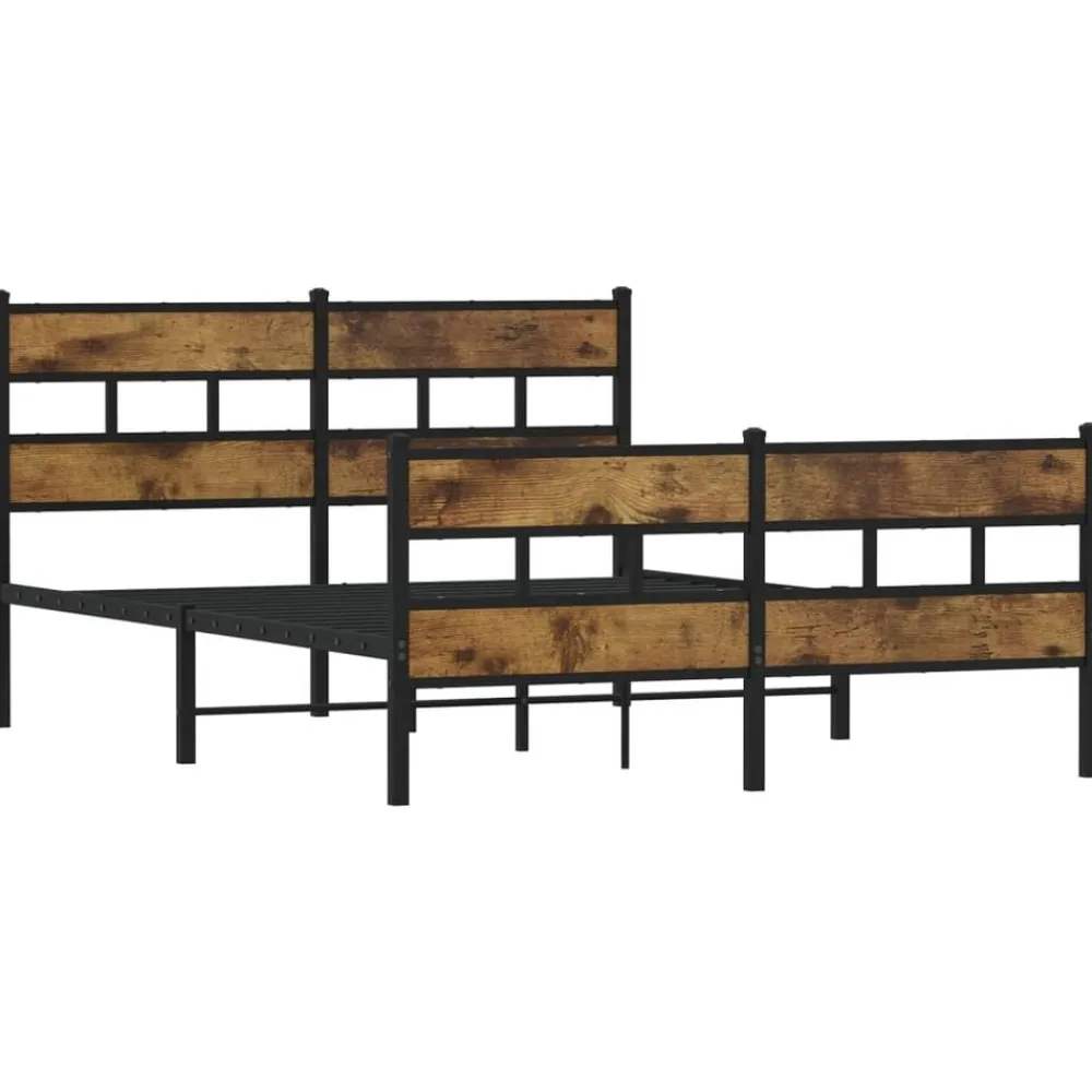 Bedden & Accessoires*vidaXL Bedframe zonder matras metaal kleurig 150x200 cm Gerookt eiken