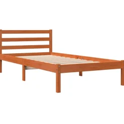 Bedden & Accessoires*vidaXL Bedframe zonder matras massief grenenhout 75x190 cm Wasbruin