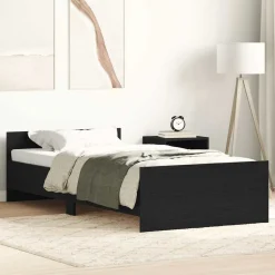 Bedden & Accessoires*vidaXL Bedframe zonder matras 75x190 cm spaanplaat kleurig Zwart eiken
