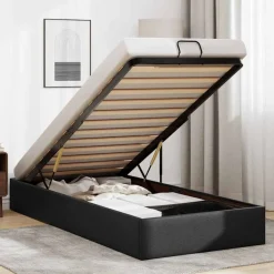 Bedden & Accessoires*vidaXL Bedframe zonder matras kunstleer 80x200 cm Zwart