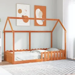 Bedden & Accessoires*vidaXL Bedhuis massief grenenhout 90x200 cm Wasbruin
