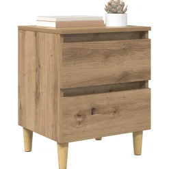 Bedkast met lade Artisan Eiken 40 x 35 x 50 cm Bewerkt hout>vidaXL