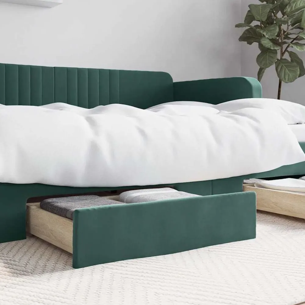 Bedlades 2 st bewerkt hout en fluweel>vidaXL Hot