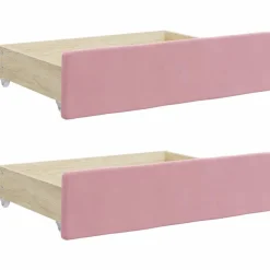 Bedden & Accessoires*vidaXL Bedlades 2 st bewerkt hout en fluweel Roze