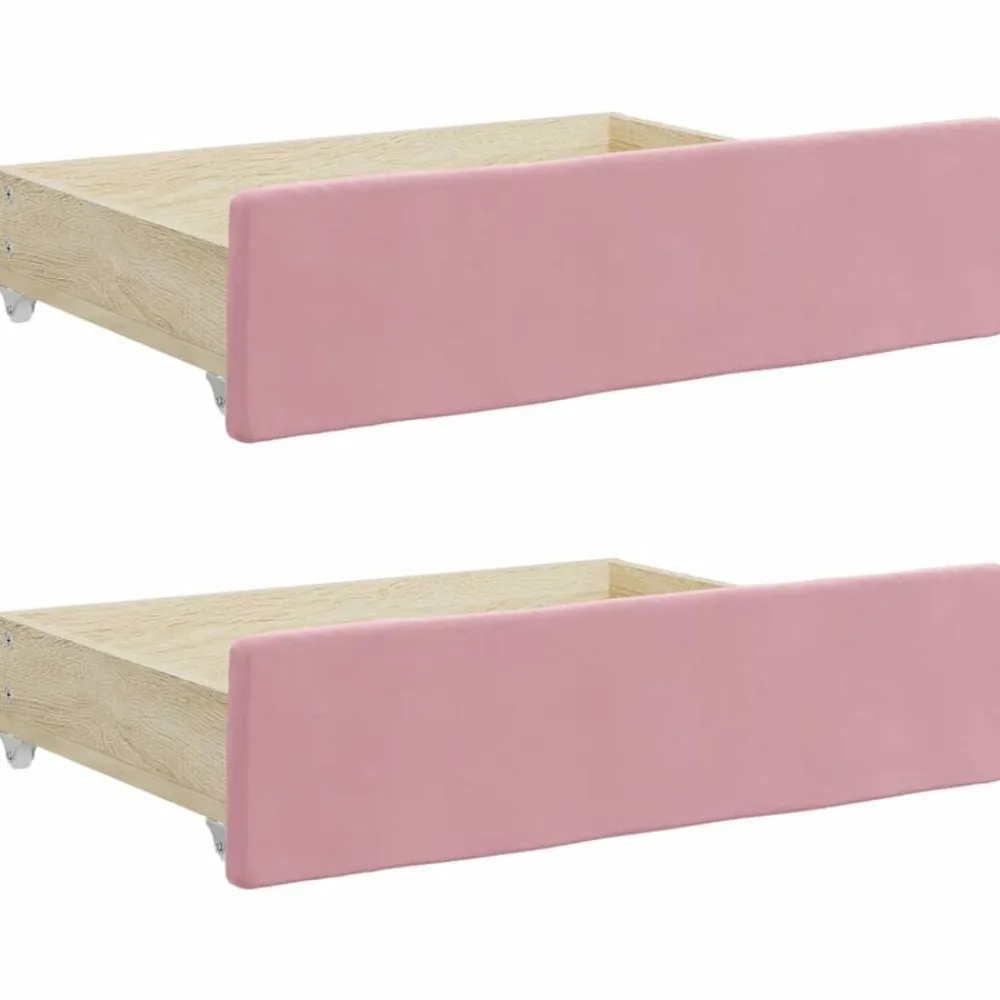 Bedden & Accessoires*vidaXL Bedlades 2 st bewerkt hout en fluweel Roze